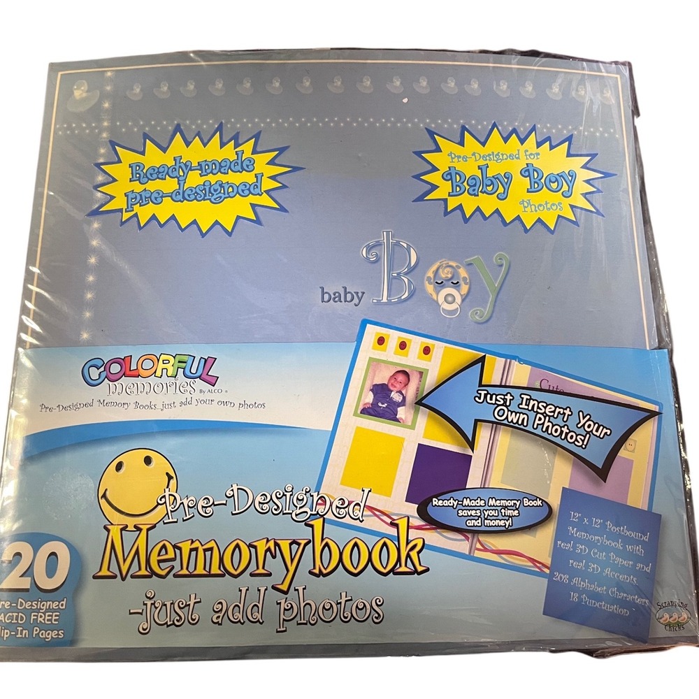 Colorful Memories Baby Boy Pre-Designed 12x12 Memory Book Scrapbook 20 Pages NEW